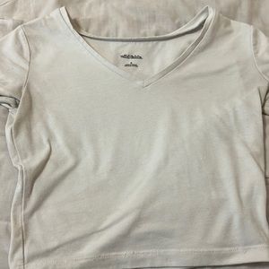White V Neck Crop Top